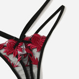 Floral Embroidery Lingerie Set Blue Underwire Push Up Bra Set Women Underwear Erotic Lingerie Underwear Bralette&Briefs Set 2023