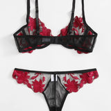 Fancy Lingerie Transparent Bra Panty Set Shoulder Strap Underwear 2-Piece Lingerie Set Sexy Erotic Transparent Lace Intimate