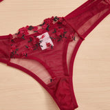 Floral Embroidery Lingerie Set Underwire Push Up Bra Set Women Underwear Erotic Lingerie Lace Underwear Bralette&Briefs Set 2023