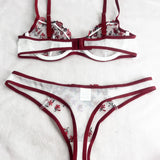 2023 Lingerie Sexy Floral Embroidery Underwear Transparent Lace Short Skin Care Kits Delicate Fairy Set Woman 2 Pieces Set
