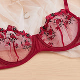 Floral Embroidery Lingerie Set Underwire Push Up Bra Set Women Underwear Erotic Lingerie Lace Underwear Bralette&Briefs Set 2023