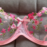 Night Beautiful Sexy Women 2 Piece floral Embroidery Underwear Sexy Erotic lingerie underwear Set