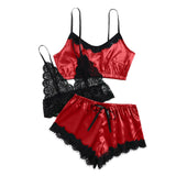 Red Moon - 3PC Satin Lace Sleepwear