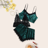 Lucky Green - Lace Satin Loungewear set