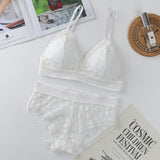 Jerrinut Sexy Lace Bra Set For Women Underwear Lingerie Set Push Up Bra Panty Brassiere Transparent Lace Bra With Briefs