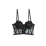 New Embroidery Lace Flowers French Women Underwear Steel Rubber Bone Push Up Bras Sexy Bralette Cute Lingerie  Sexy Body Shaping
