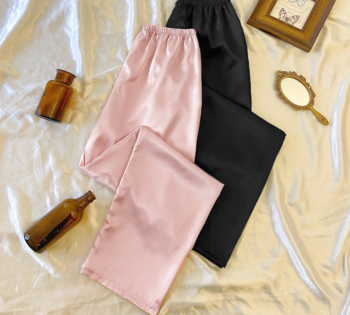 That Autumn Feeling: 2 Pcs Satin Loose Trouser