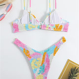 Sexy Underwire Bikini 2023 Women Pink Colorful Pleate Push Up Bra Micro Swimsuit Brazilian Summer Bathing Suit Thong Swimwear