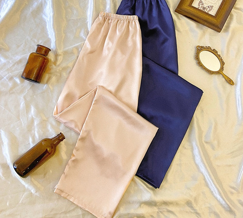 That Autumn Feeling: 2 Pcs Satin Loose Trouser