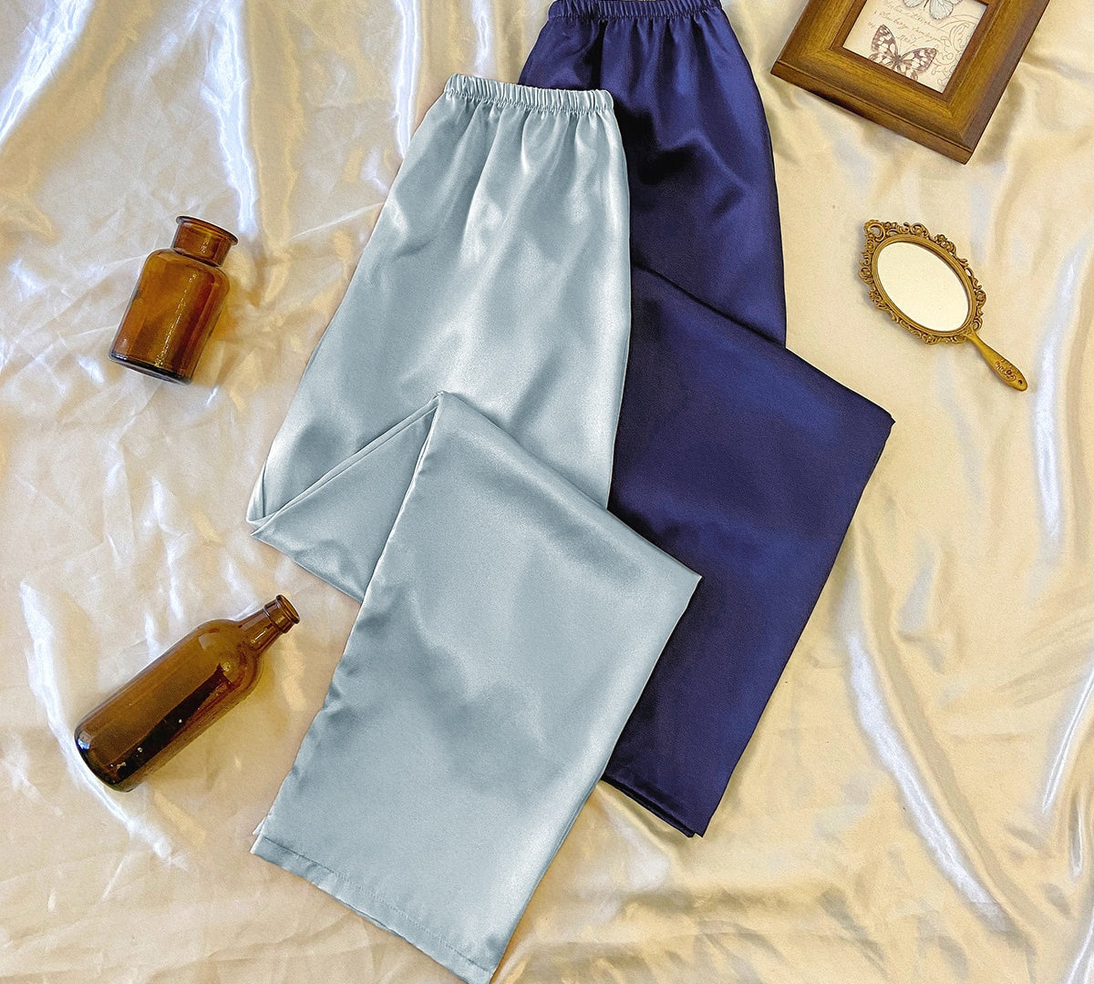 That Autumn Feeling: 2 Pcs Satin Loose Trouser